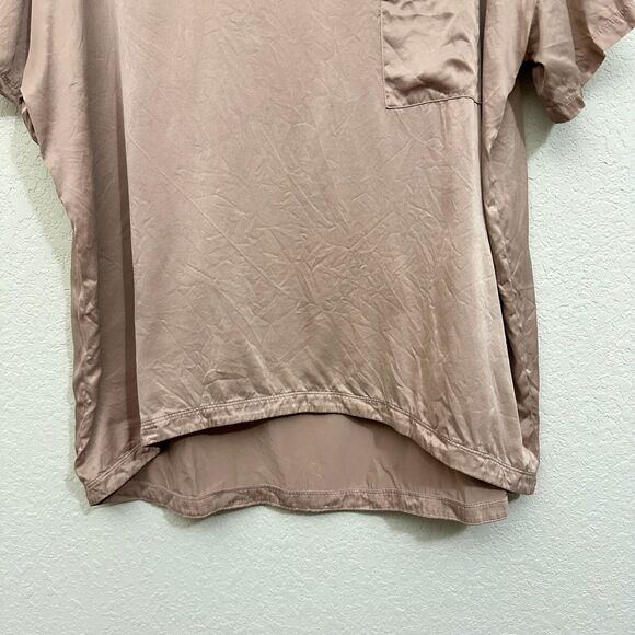 LUNYA Washable Silk Pajama Top T-Shirt w Pocket in Otium Tan - Picture 3 of 7